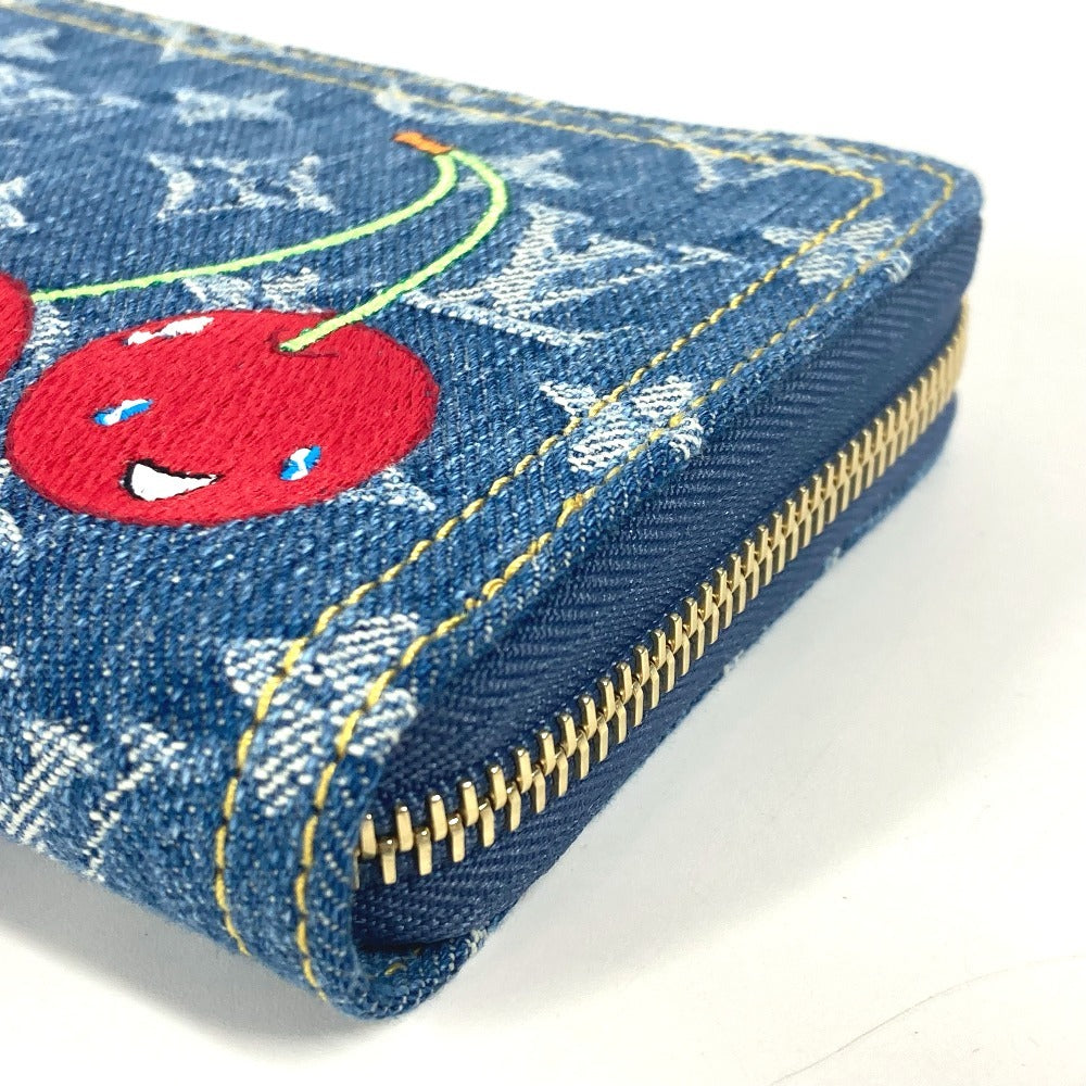 LOUIS VUITTON Long Wallet Purse M23161 , Monogram Cherry Denim blue Takashi Murakami collaboration monogram denim cherry LV Ã TM Zippy Wallet