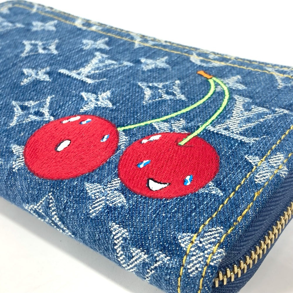 LOUIS VUITTON Long Wallet Purse M23161 , Monogram Cherry Denim blue Takashi Murakami collaboration monogram denim cherry LV Ã TM Zippy Wallet