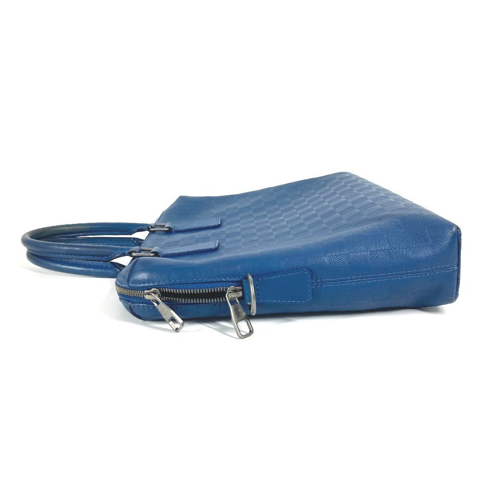 LOUIS VUITTON Business bag N41328 Damier Anfini Leather blue Damier Anfini Porto de Cumanjour PDJ mens