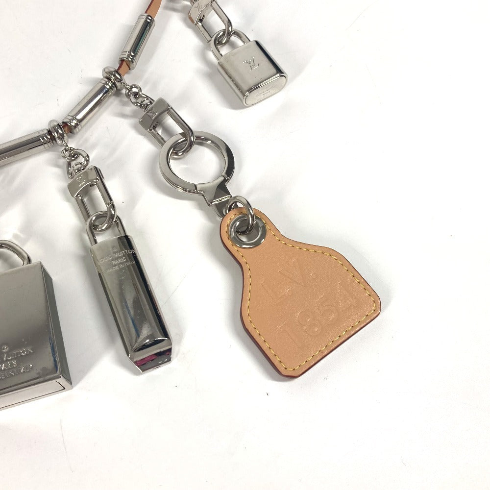 LOUIS VUITTON Necklace MP2140 Metal, Leather Silver Monogram Titanium logo big mens