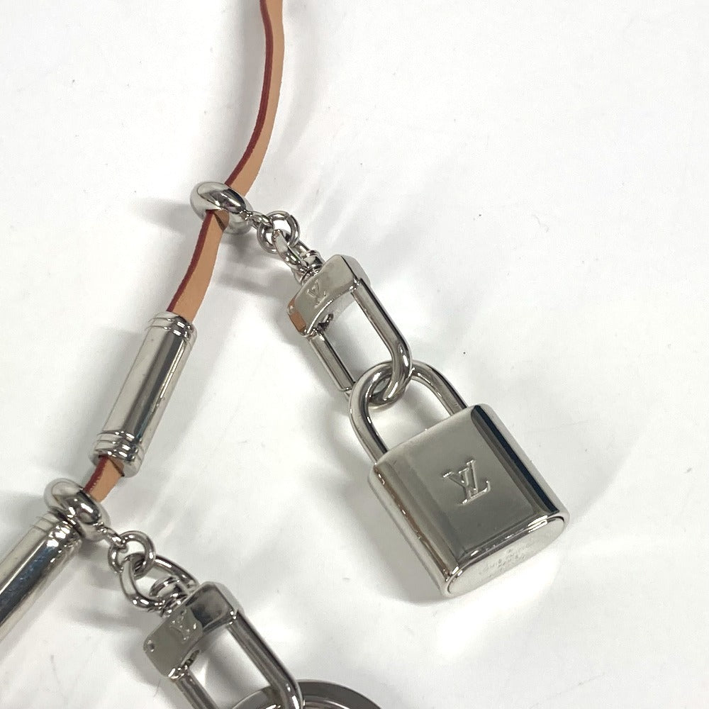 LOUIS VUITTON Necklace MP2140 Metal, Leather Silver Monogram Titanium logo big mens