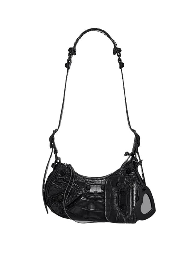 Luxury Balenciaga Trending 2025 Le Cagole XS Crocodile Leather Shoulder Bag Matte Black