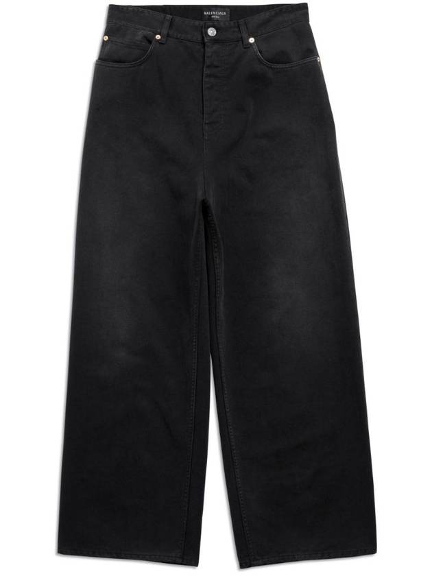 Luxury Balenciaga Trending 2025 Mid-Rise Wide Jeans Black