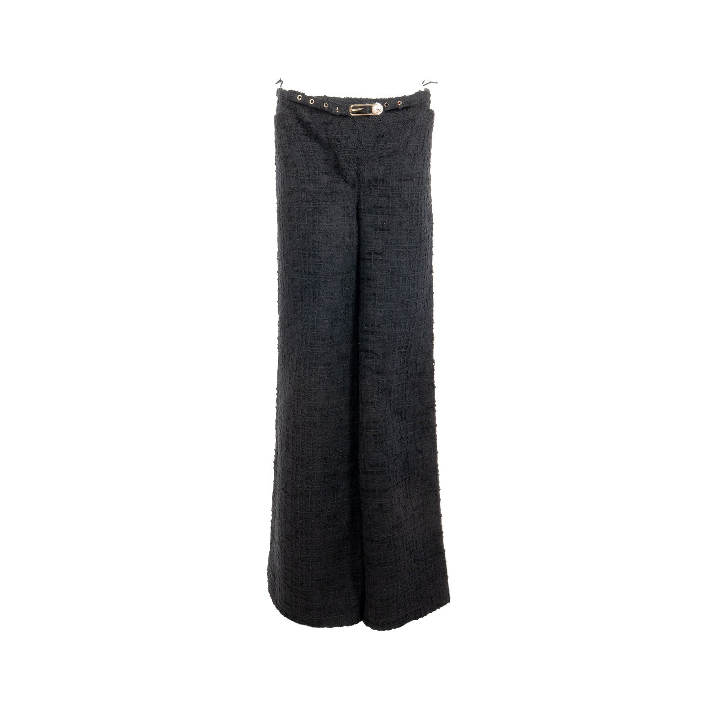 Chanel Size 34 20B Pearl CC Pants Tweed Black