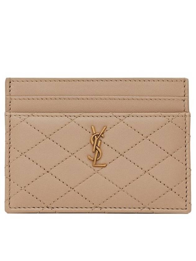 Luxury Saint Laurent Trending 2025 Monogram Gabi Gold Hardware Logo Quilting Card Wallet Dark Beige