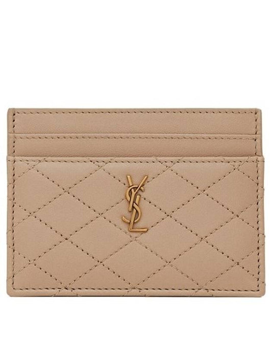 Luxury Saint Laurent Trending 2025 Monogram Gabi Gold Hardware Logo Quilting Card Wallet Dark Beige