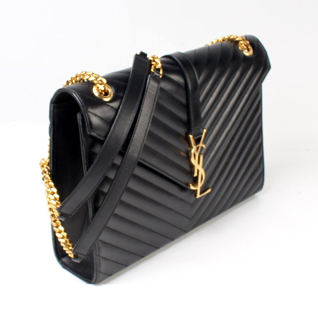 Saint Laurent Nappa Leather Large Chevron Envelope Shoulder Bag