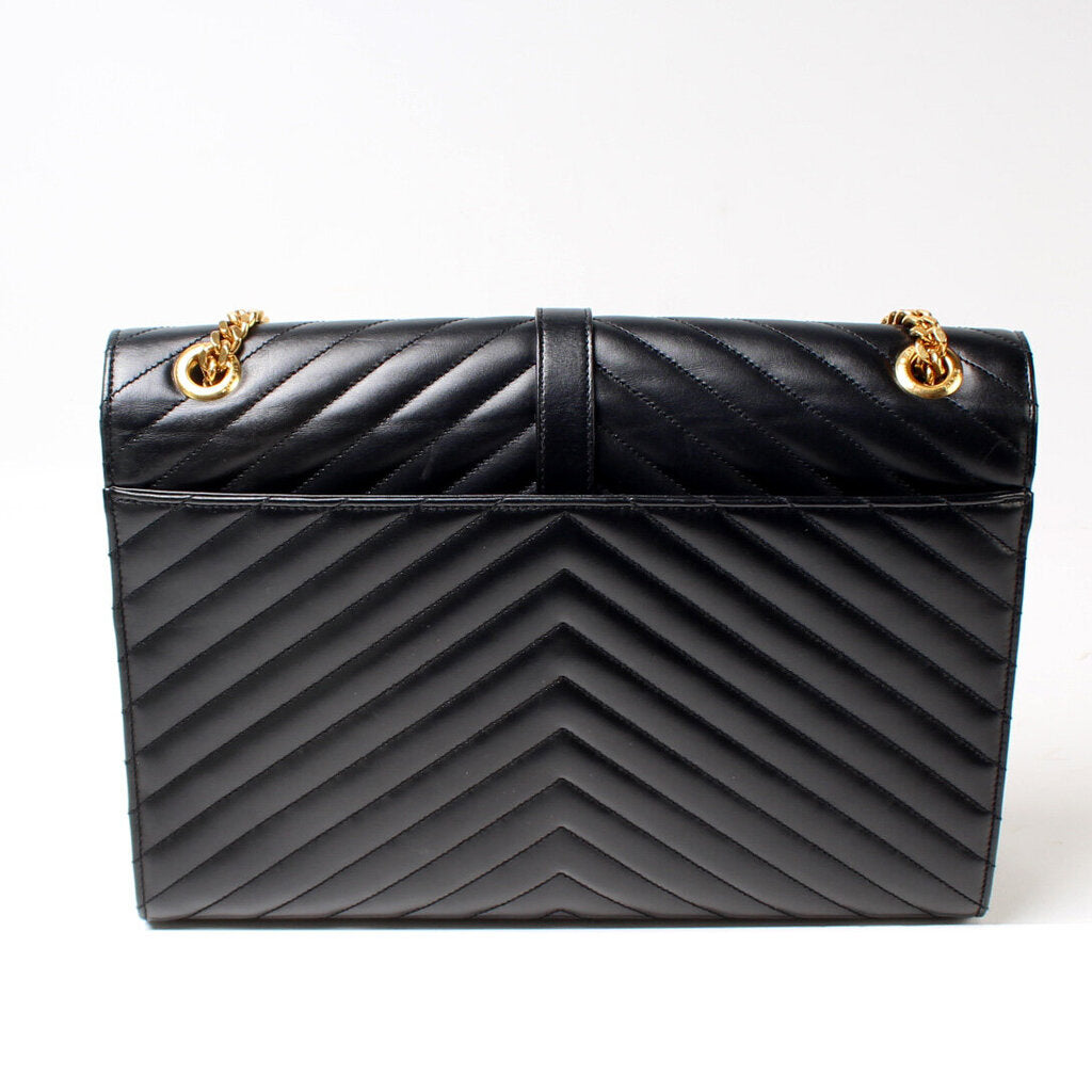 Saint Laurent Nappa Leather Large Chevron Envelope Shoulder Bag