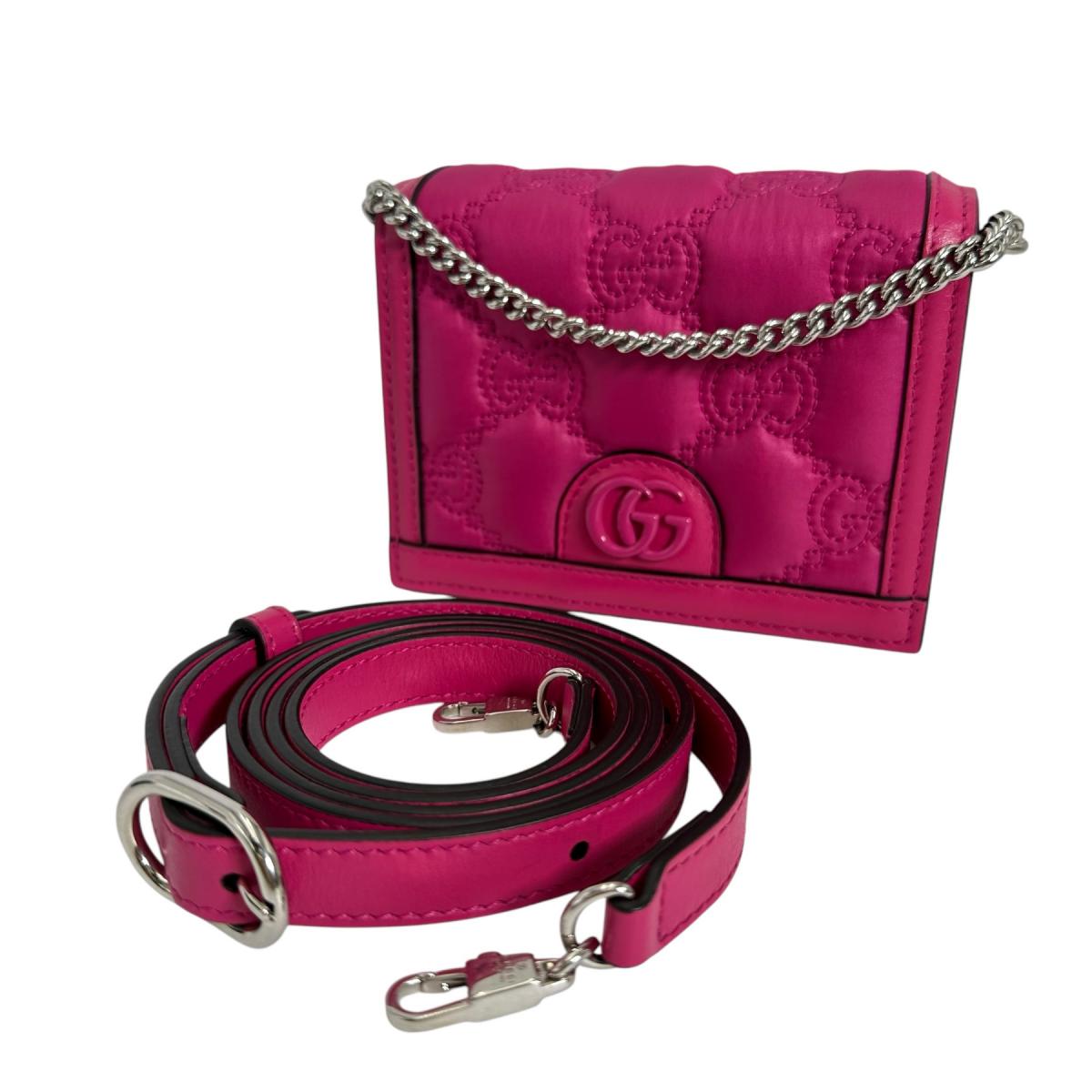 GUCCI Handbag Nylon, Leather pink Handbag 2WAY bag GG Mini Matelasse Women