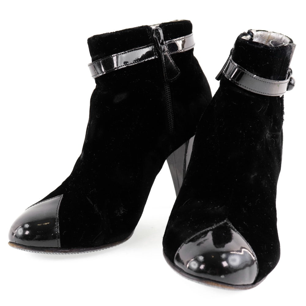 CHANEL boots velvet black Women 36C