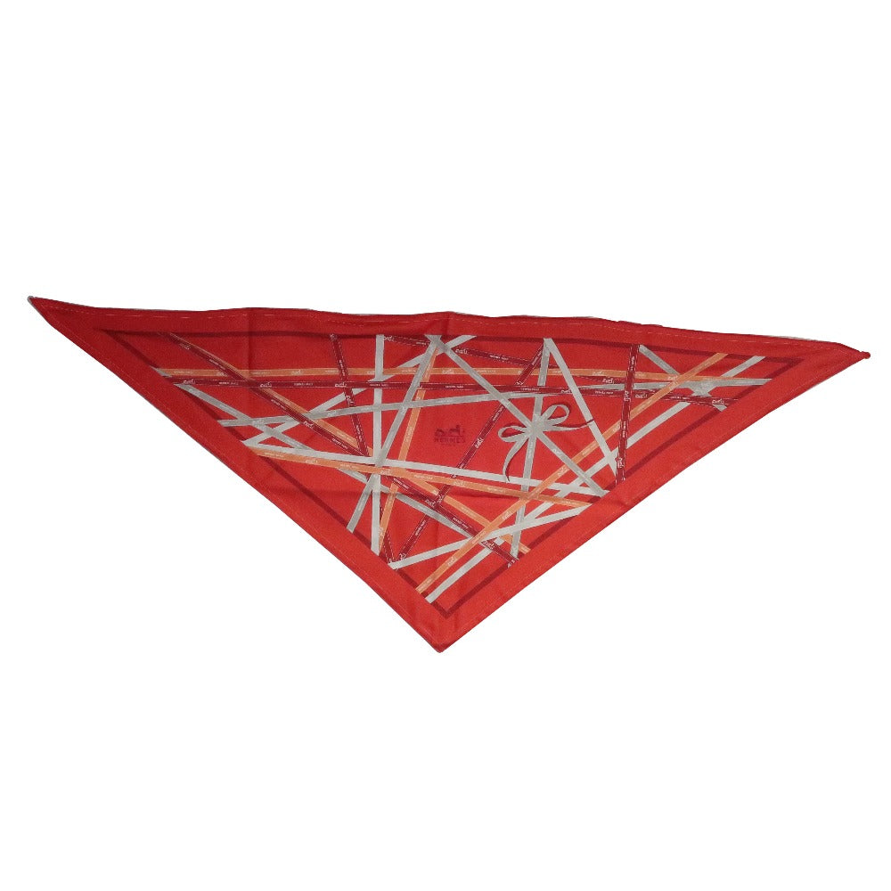 HERMES scarf silk Orange triangle Pointe Pointe Women