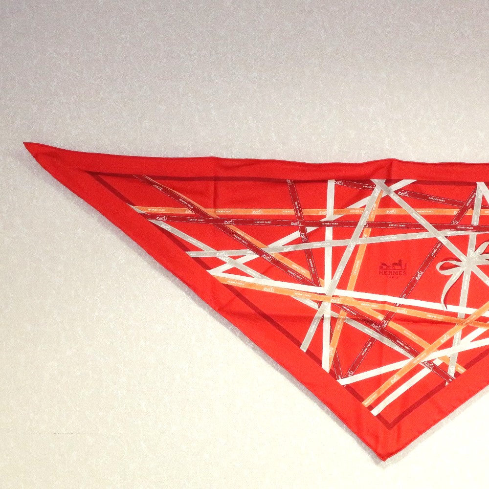 HERMES scarf silk Orange triangle Pointe Pointe Women
