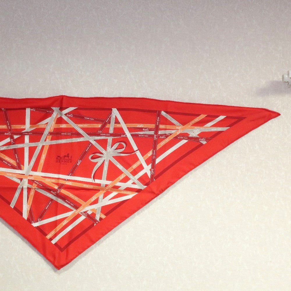 HERMES scarf silk Orange triangle Pointe Pointe Women