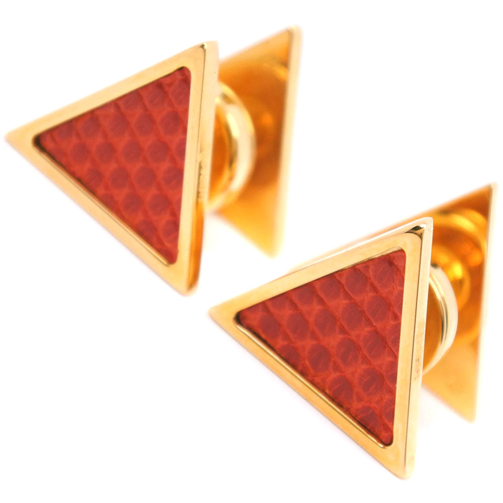 HERMES cuffs Plated Gold , Leather gold triangle mens