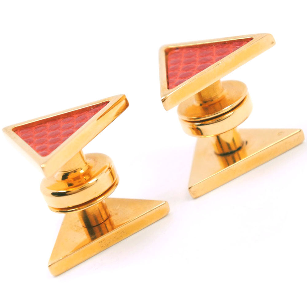 HERMES cuffs Plated Gold , Leather gold triangle mens