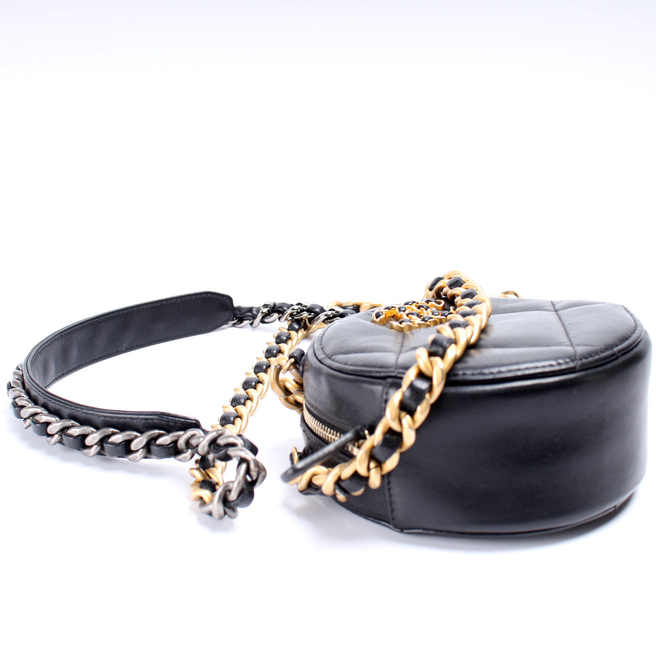 Chanel 19 Round Clutch W/ Chain Lambskin 30M Bag