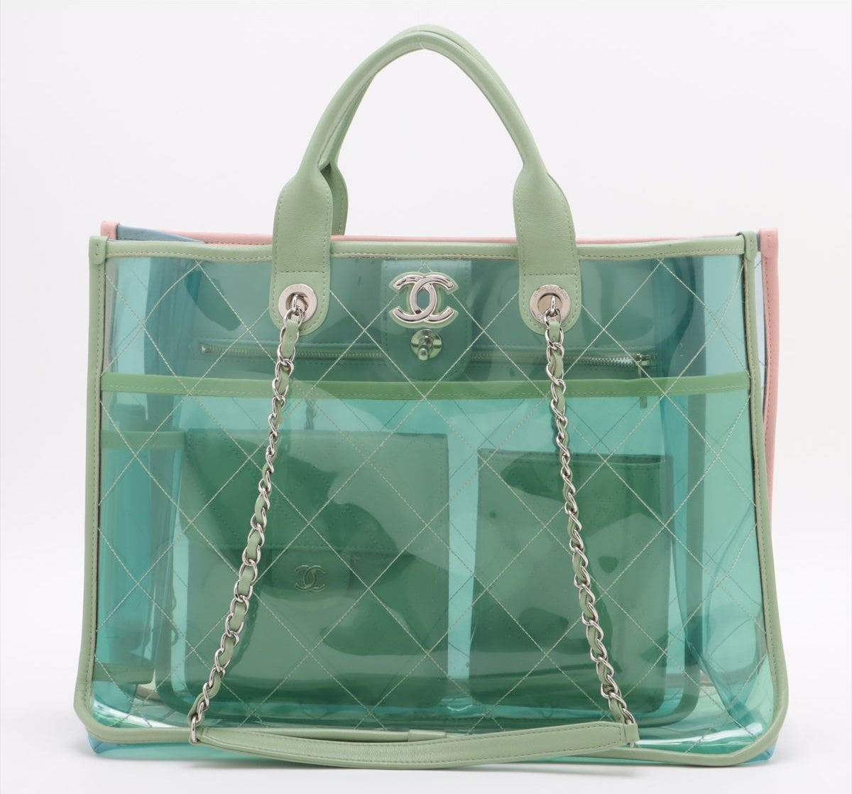 Chanel Green Medium PVC Lambskin Coco Splash Shopping Tote