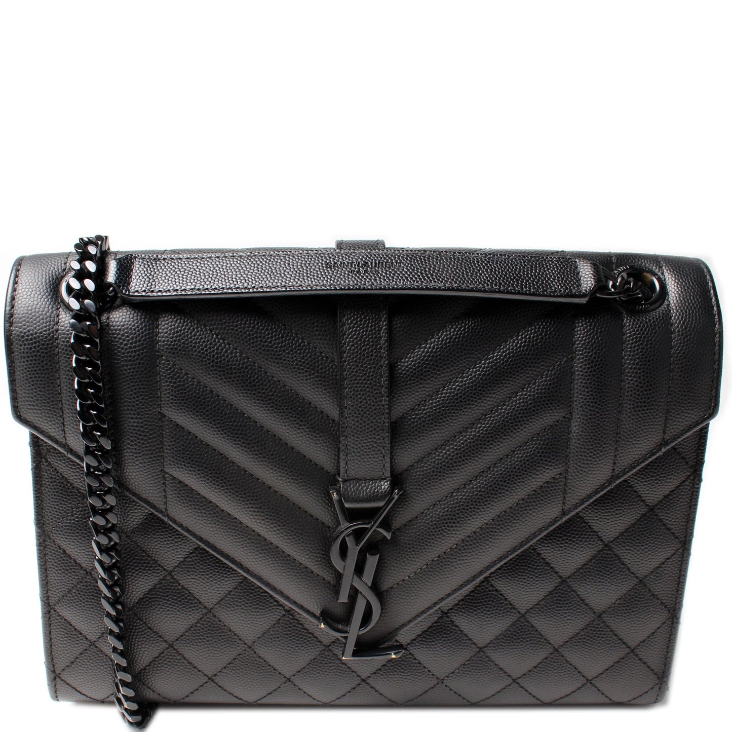 Saint Laurent Grain De Monogram Triquilt Medium Satchel Bag