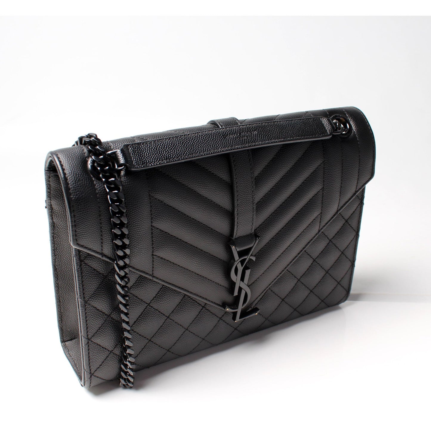 Saint Laurent Grain De Monogram Triquilt Medium Satchel Bag