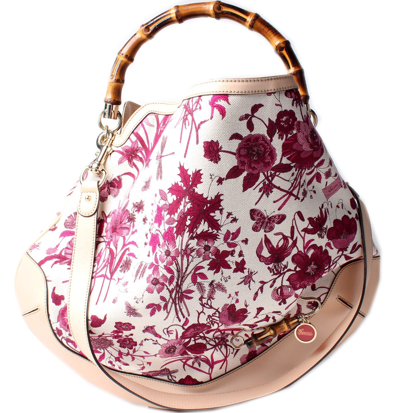 Gucci Peggy Flora Bamboo Hobo Bag