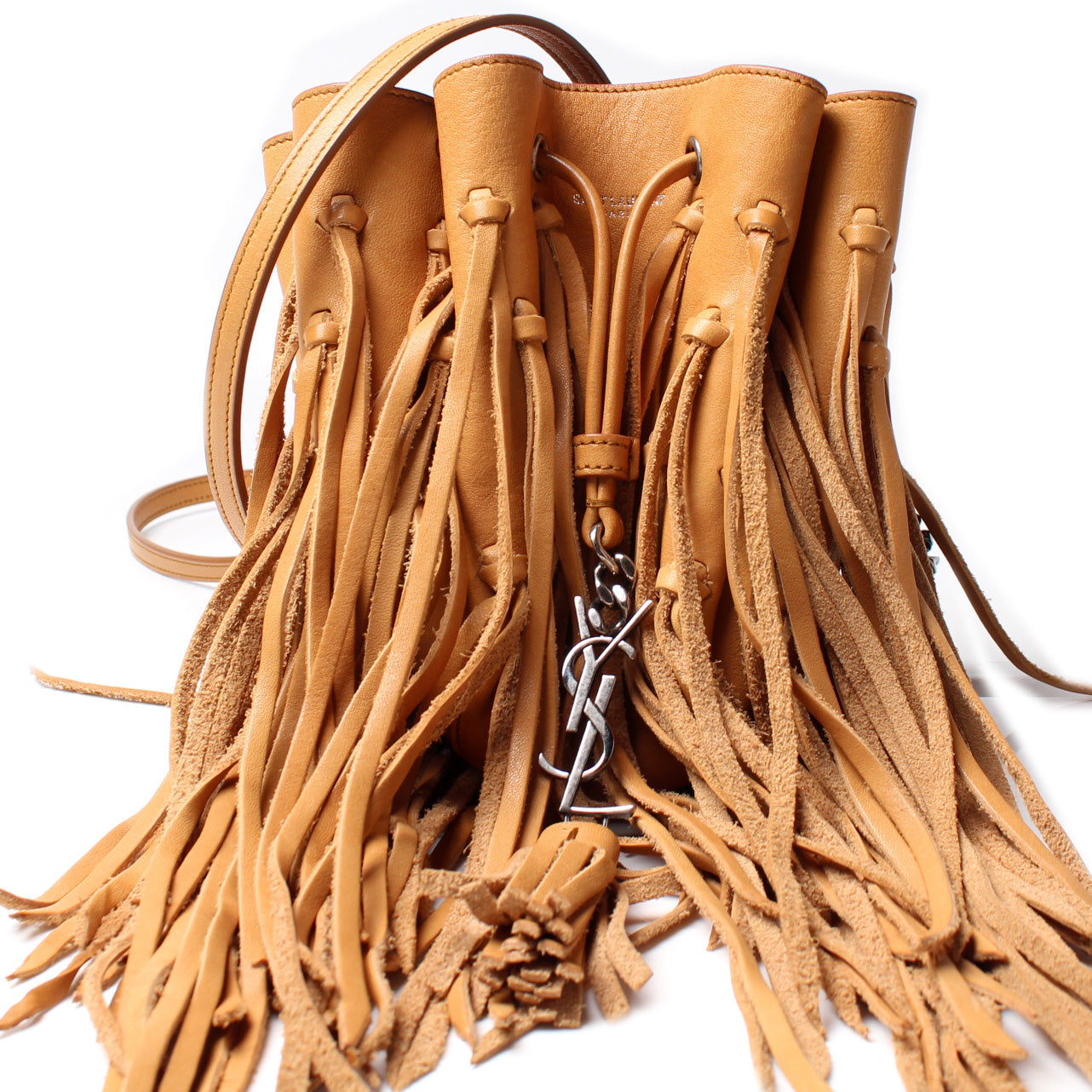 Saint Laurent Mini Bourse Fringe Bucket Bag
