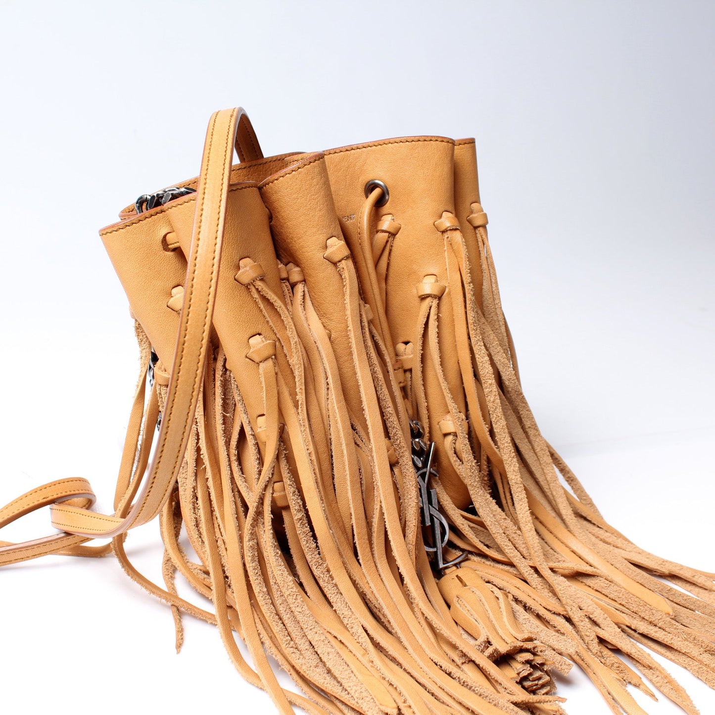 Saint Laurent Mini Bourse Fringe Bucket Bag