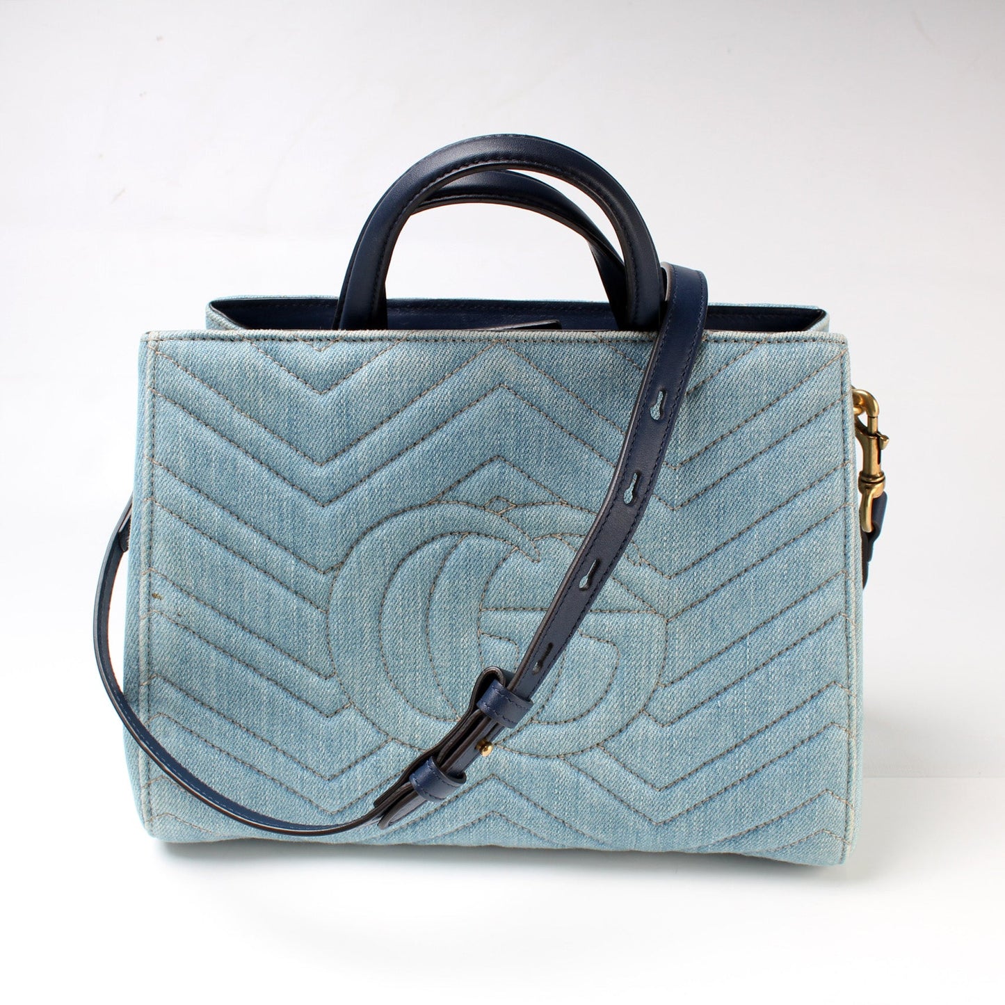 Gucci 448054 Marmont Top Handle Denim Bag