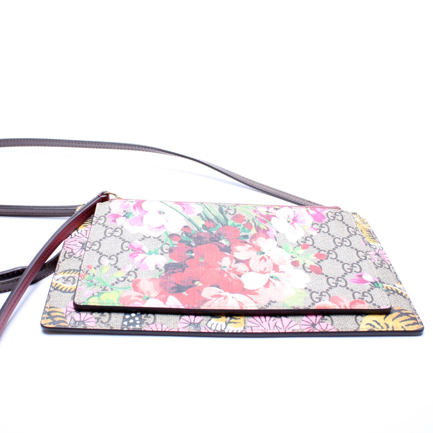 Gucci 454111 GG Supreme Blooms/Bengal Double Zip Shoulder Bag