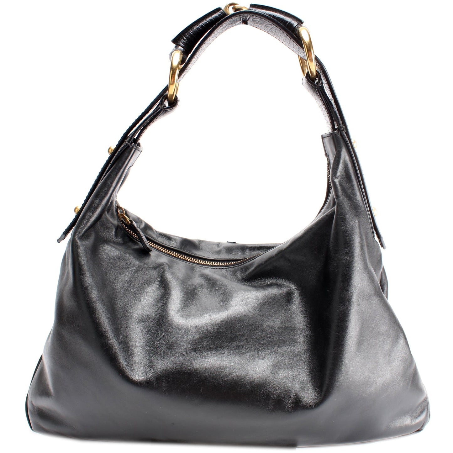 Gucci 115867 Horsebit Leather Hobo Bag