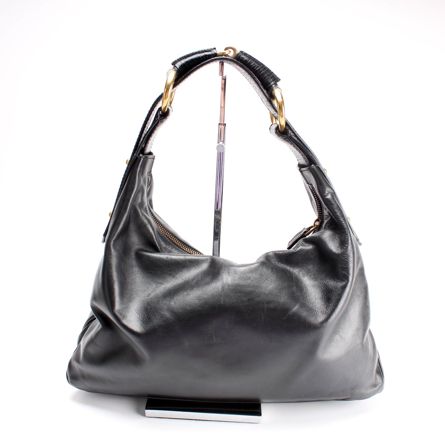 Gucci 115867 Horsebit Leather Hobo Bag