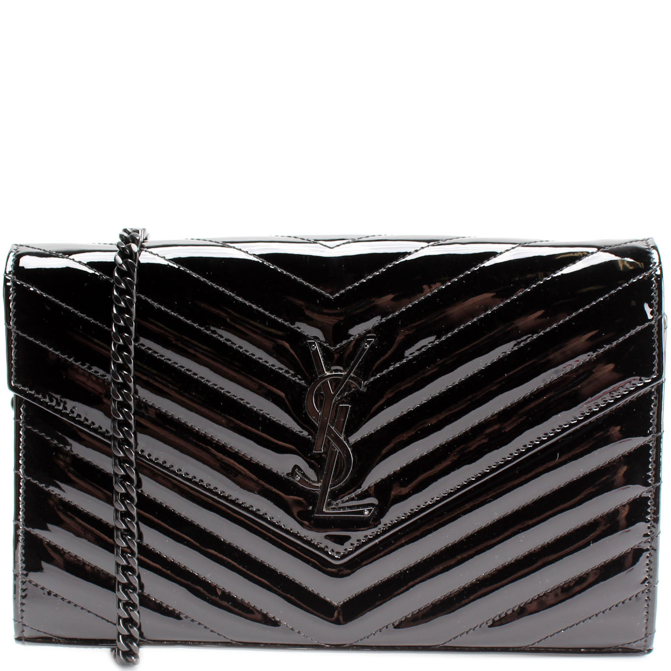 Saint Laurent Cassandre Patent Chain Wallet Bag