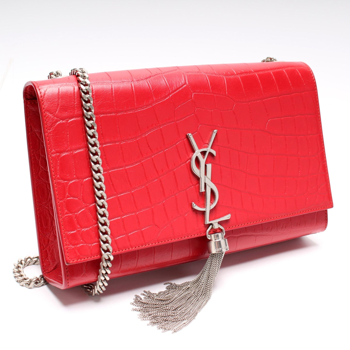 Saint Laurent Kate Tassel Satchel Medium Croc Embossed 354119 Bag