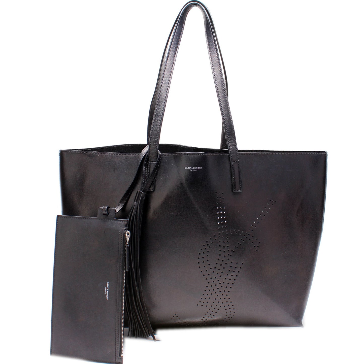 Saint Laurent Perforated Logo Shopper Tote Bag