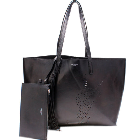 Saint Laurent Perforated Logo Shopper Tote Bag