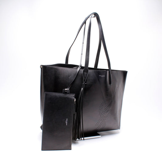 Saint Laurent Perforated Logo Shopper Tote Bag