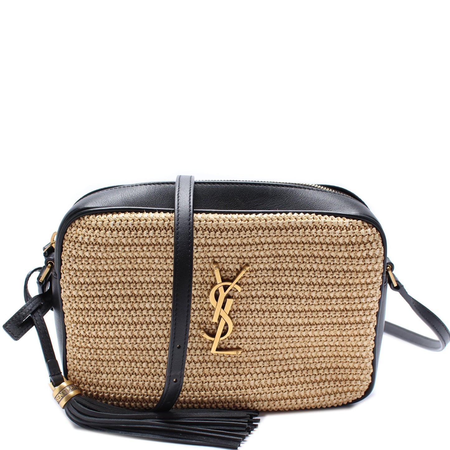 Saint Laurent Lou Camera Medium Raffia Bag