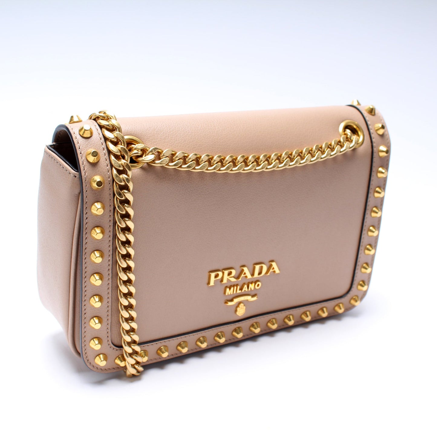 Prada Glace Calfskin Studded Crossbody Bag