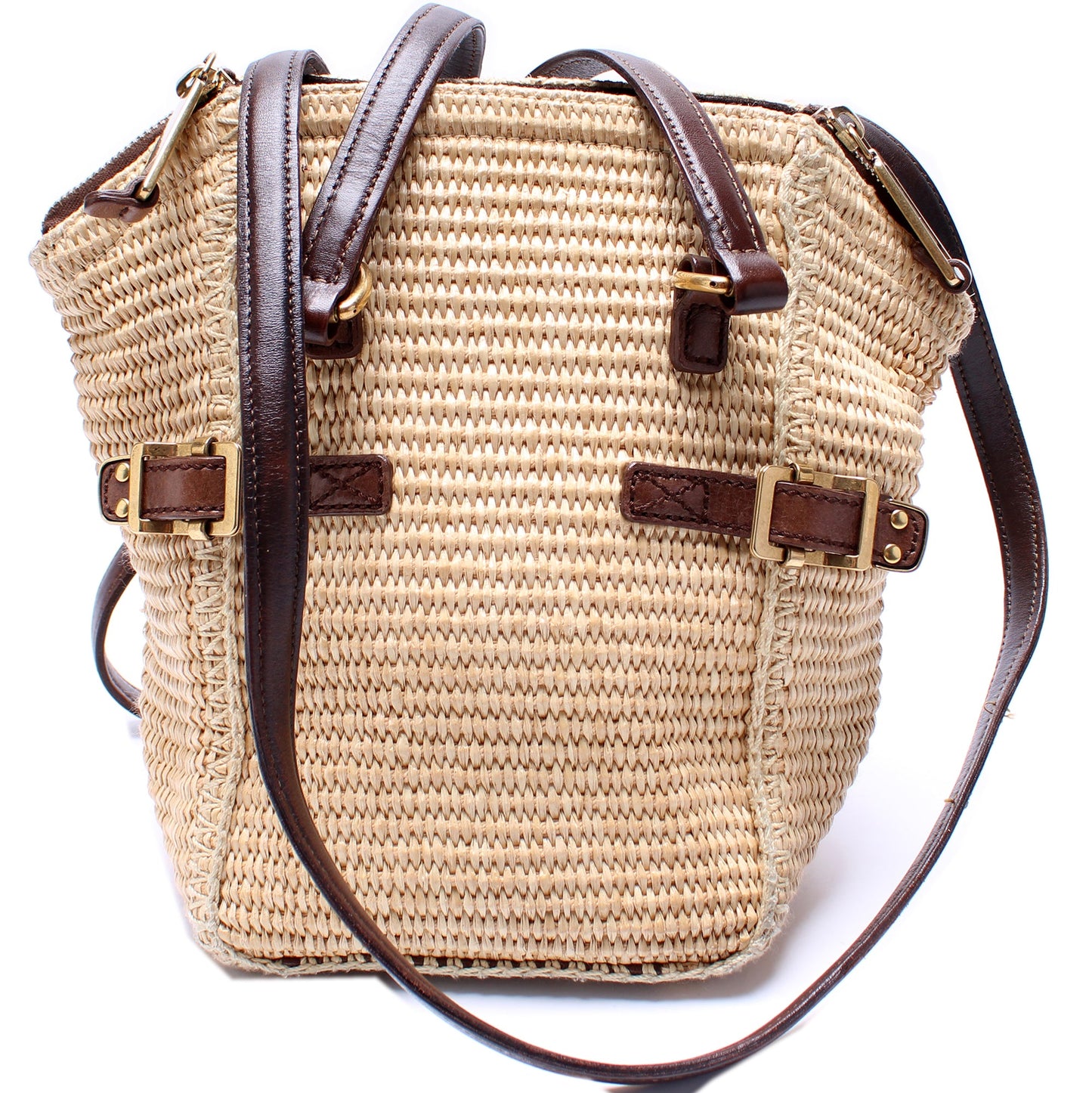Saint Laurent 172641 Raffia Downtown Small Shoulder Bag