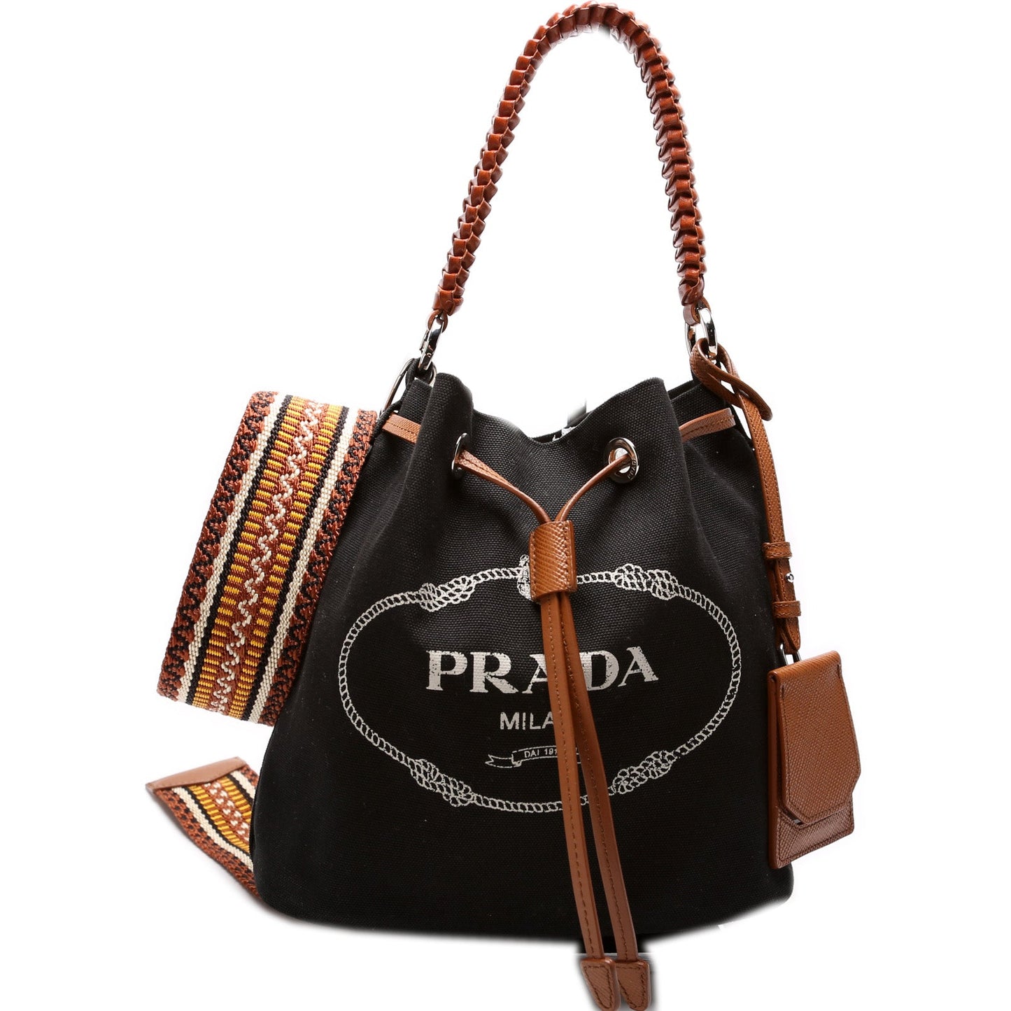 Prada 1BE032 Logo Canvas Drawstring Bag