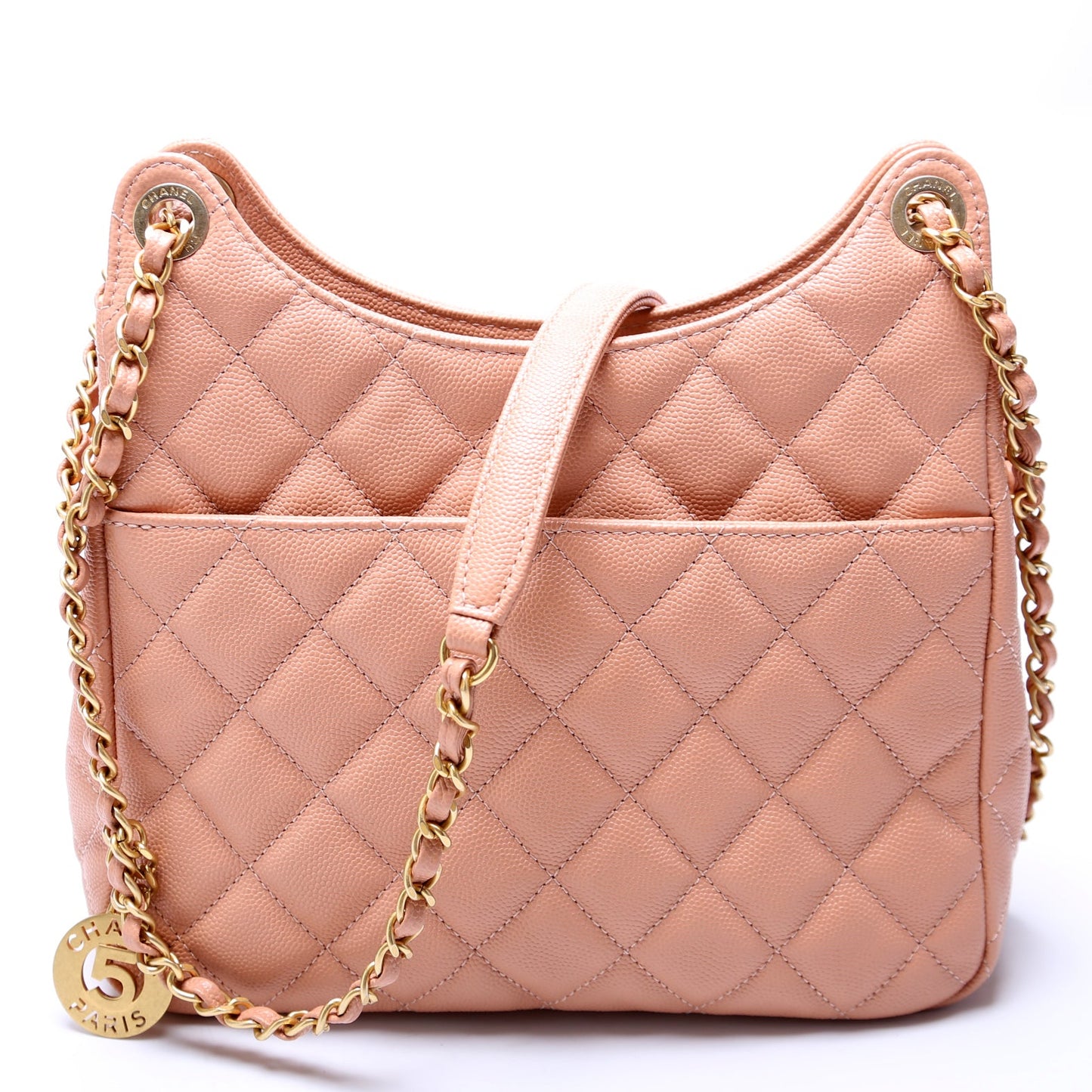 Chanel C Wavy Hobo Quilted Caviar Bag