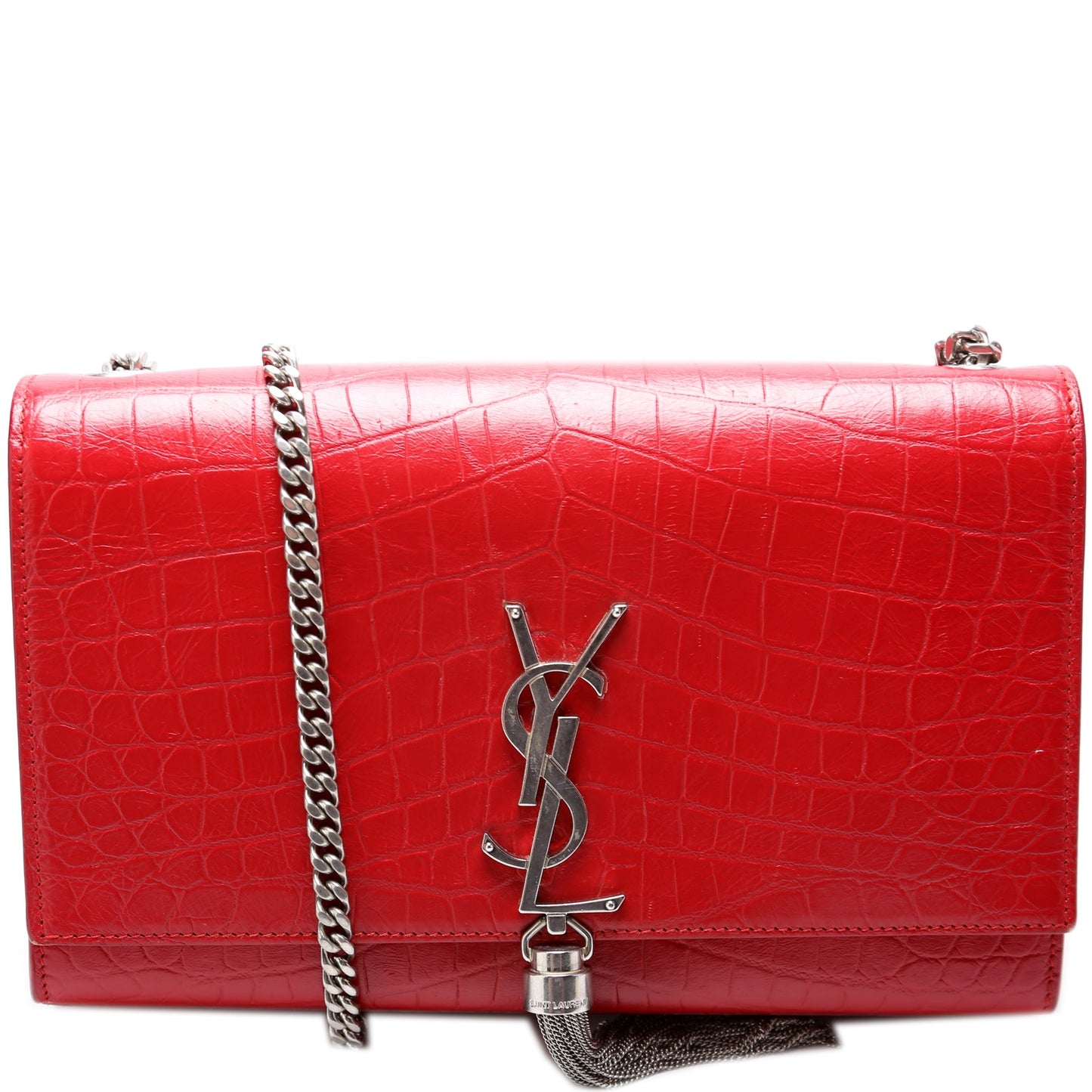 Saint Laurent Kate Tassel Satchel Medium Crocodile Embossed Bag
