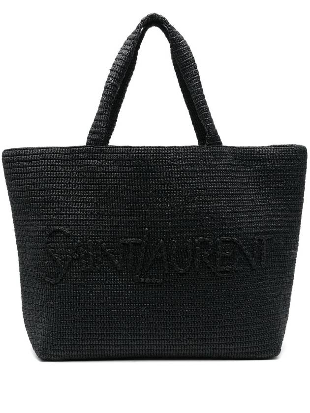 Luxury Saint Laurent Trending 2025 Raffia Tote Bag Black