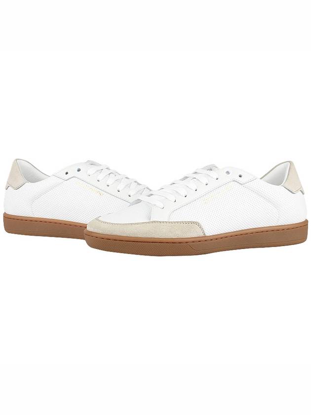 Luxury Saint Laurent Trending 2025 Court Classic Perforated Beige Tab Low Top Sneakers White