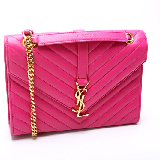 Saint Laurent Lambskin Monogram Satchel Medium 396908 Bag