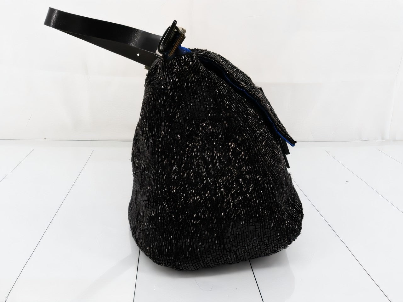 Fendi Mamma Baguette Black Beaded Shoulder Bag