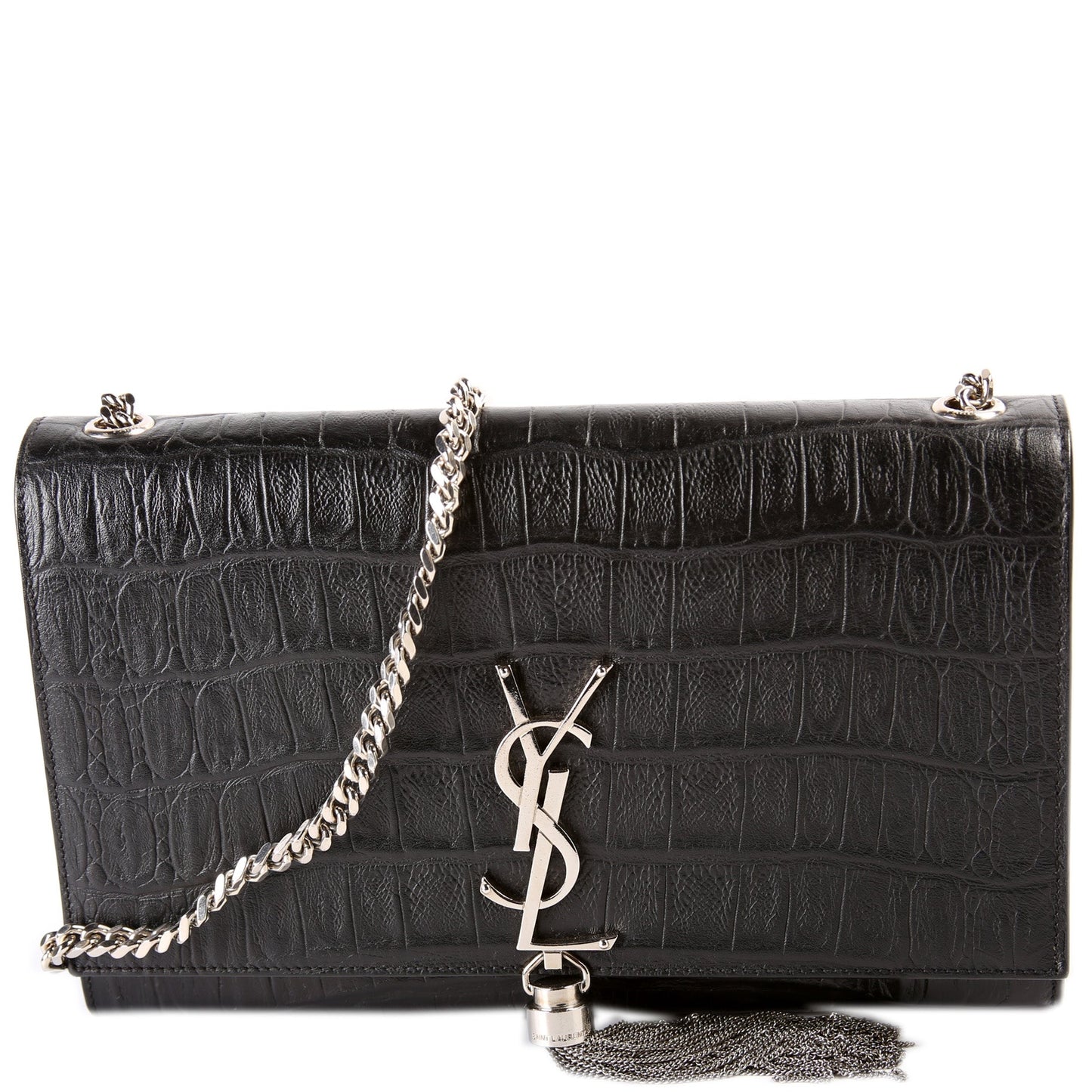 Saint Laurent Kate Tassel Satchel Medium Croc Embossed 354119 Bag