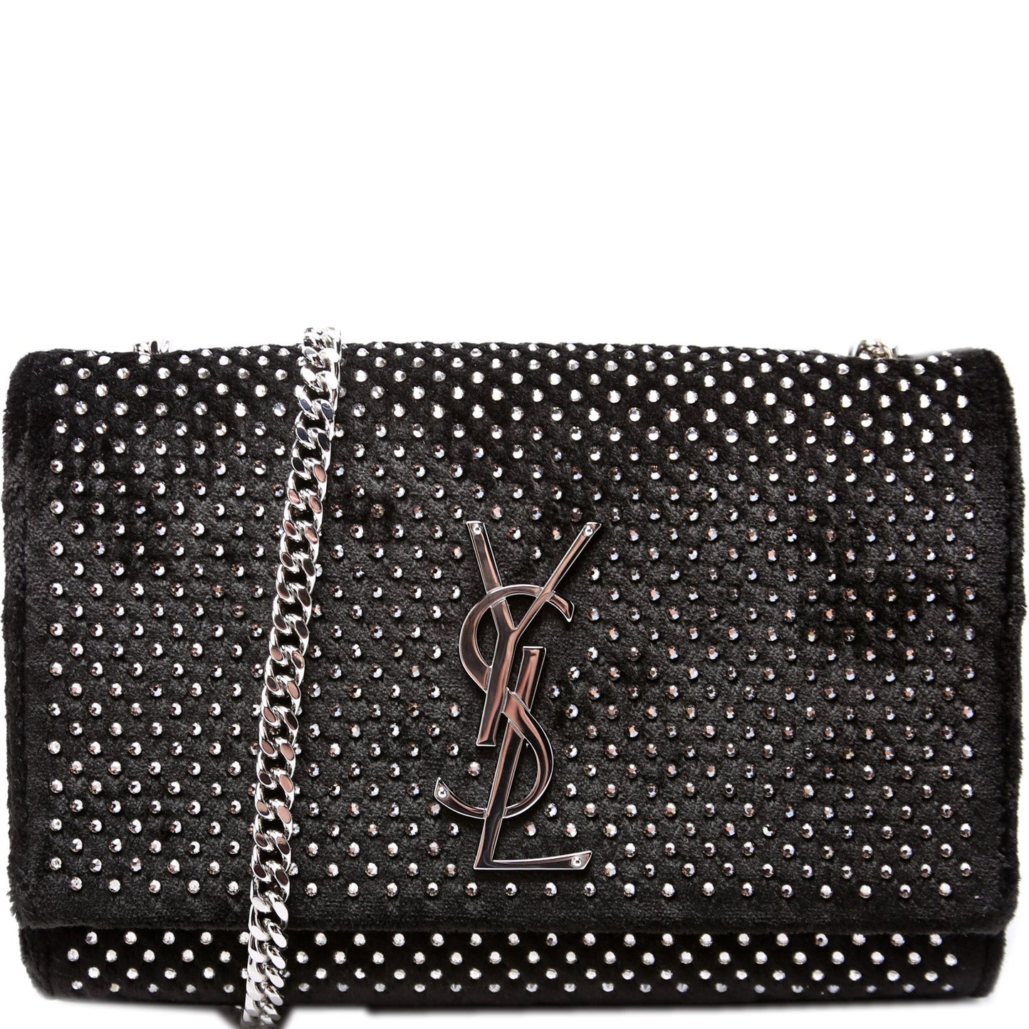 Saint Laurent Kate Satchel Small Velvet Rhinestone 471286 Bag
