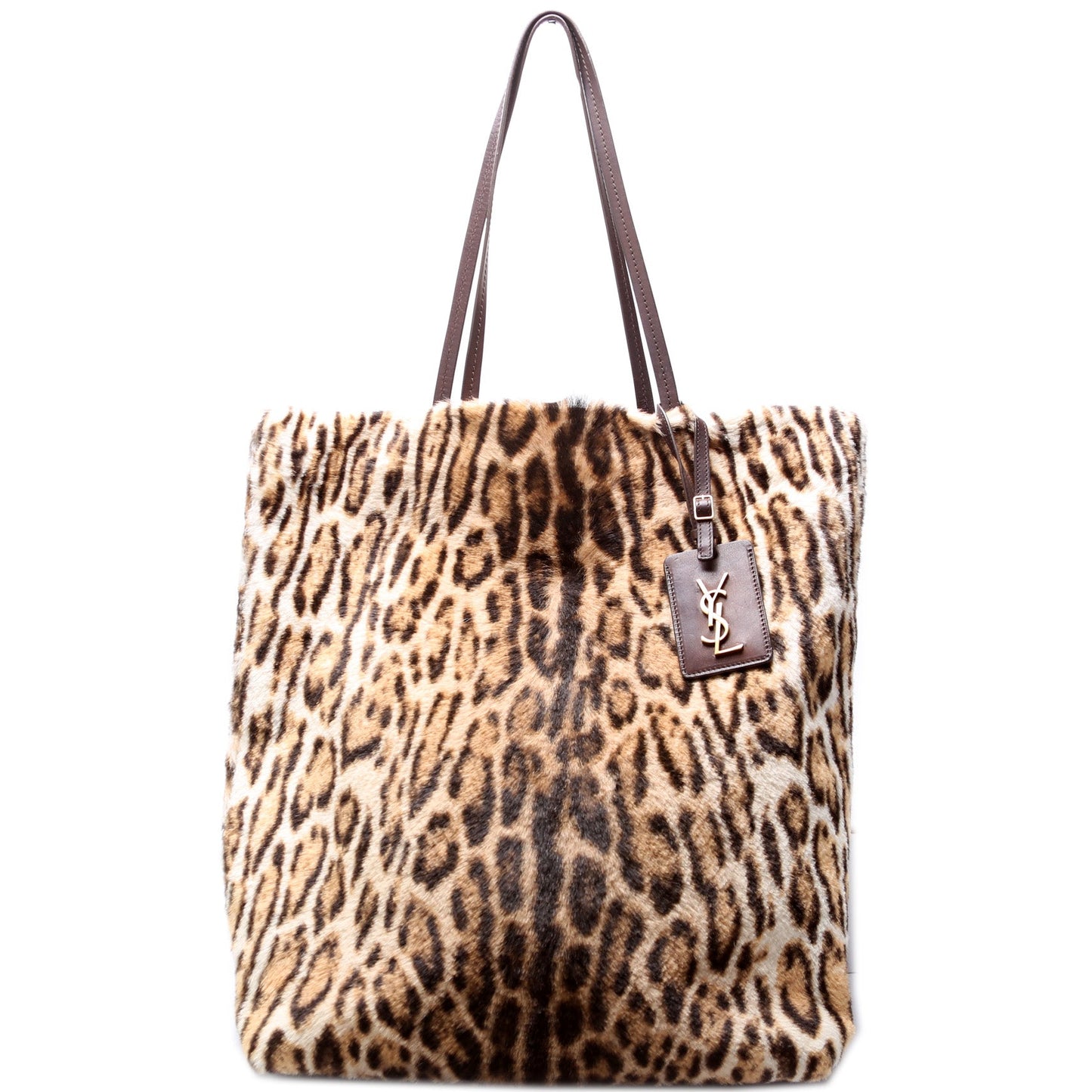 Saint Laurent Leopard Print Ponyhair North/South Tote Bag