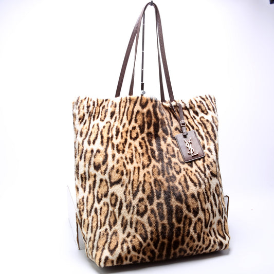 Saint Laurent Leopard Print Ponyhair North/South Tote Bag
