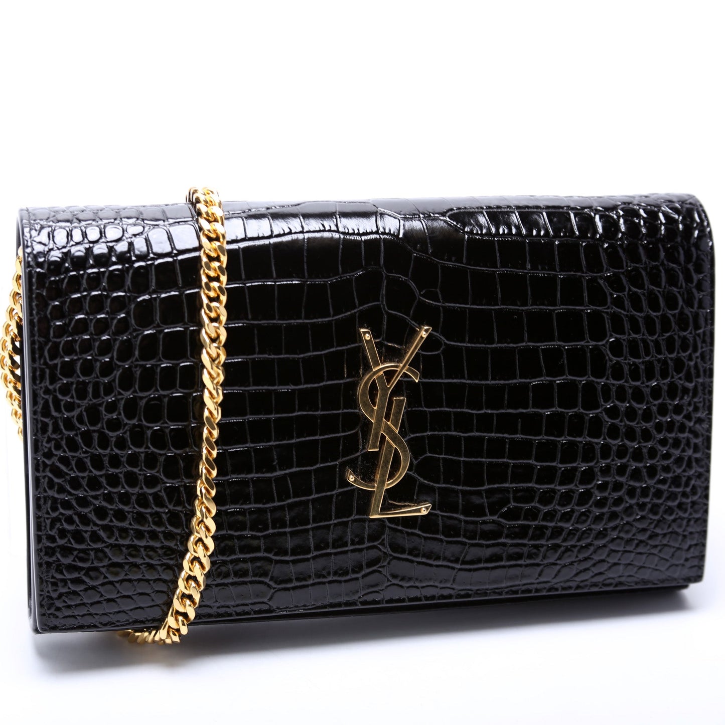 Saint Laurent Kate Chain Wallet Crocodile Bag